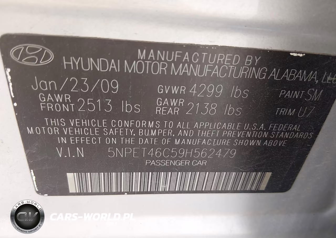 2009 Hyundai Sonata Gls VIN:5NPET46C59H562479 - 9