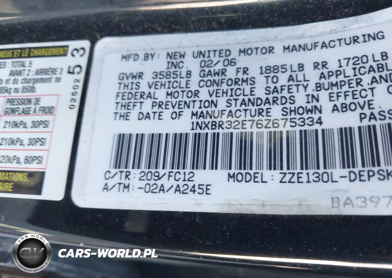 2006 Toyota Corolla S VIN:1NXBR32E76Z675334 - 9