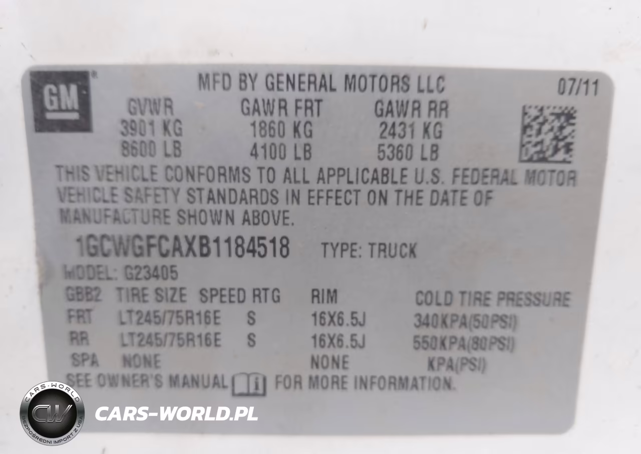 2011 Chevrolet Express 2500 Work Van VIN:1GCWGFCAXB1184518 - 9