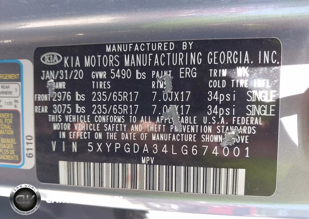 2020 Kia Sorento 2.4L Lx VIN:5XYPGDA34LG674001 - 9