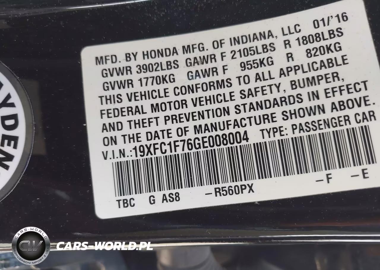2016 Honda Civic Ex-L VIN:19XFC1F76GE008004 - 9