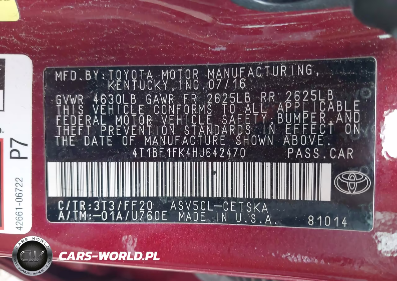 2017 Toyota Camry Se VIN:4T1BF1FK4HU642470 - 9