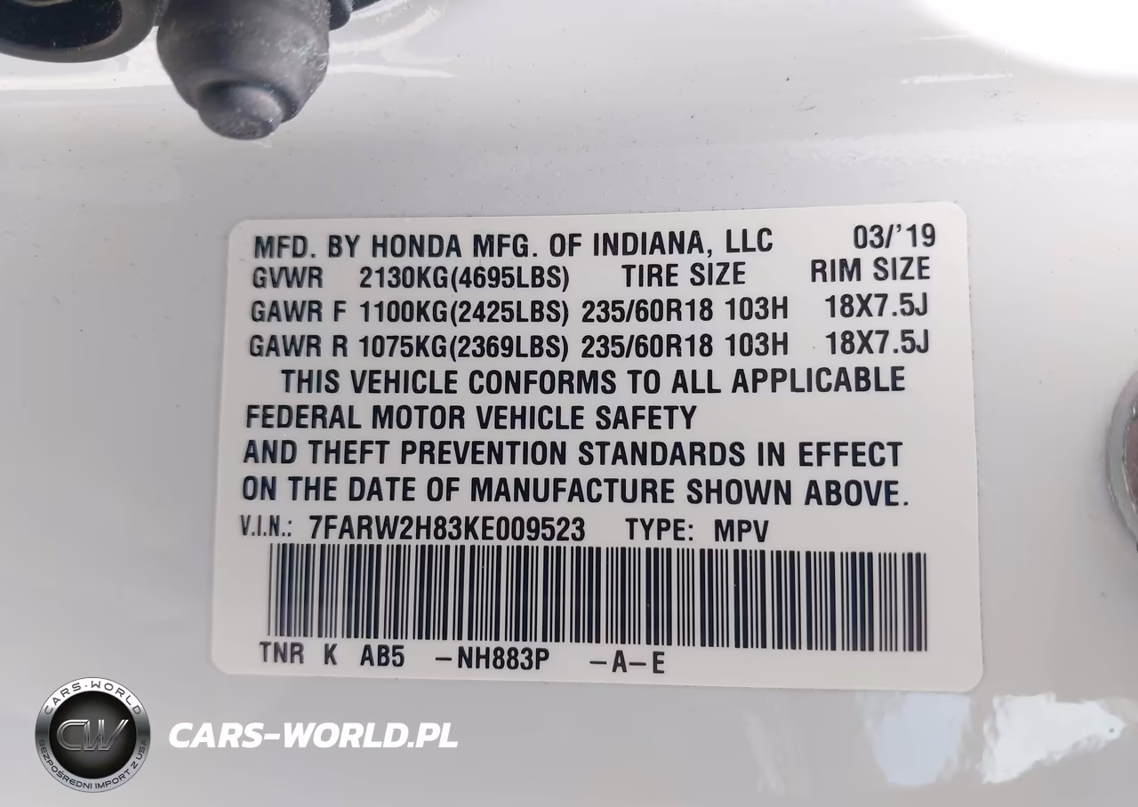 2019 Honda Cr-V Ex-L VIN:7FARW2H83KE009523 - 9