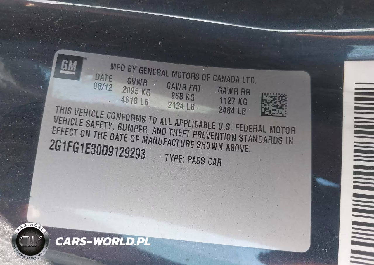 2013 Chevrolet Camaro 2Lt VIN:2G1FG1E30D9129293 - 9