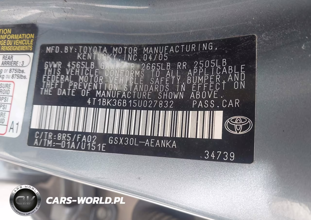2005 Toyota Avalon Xl VIN:4T1BK36B15U027832 - 9