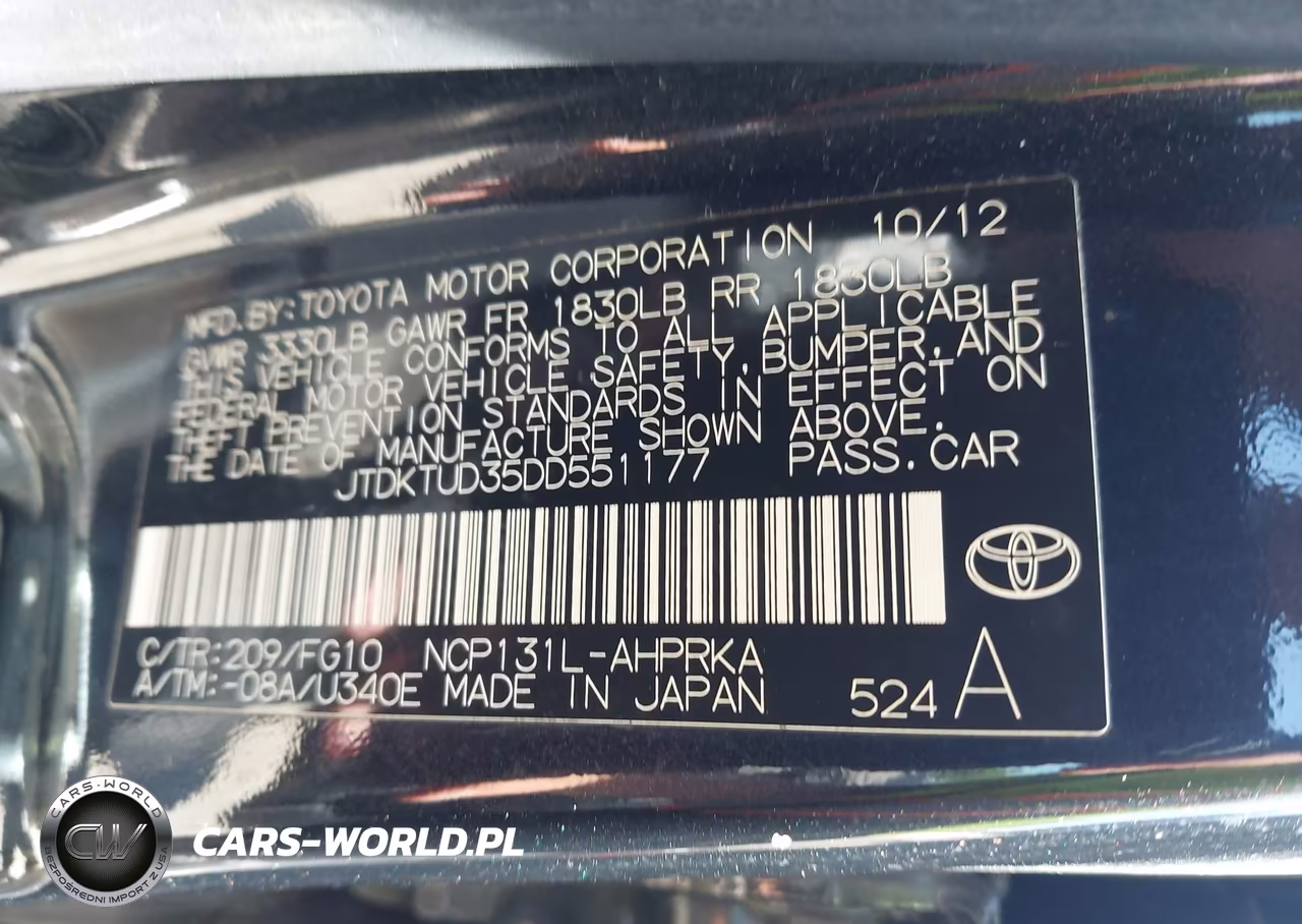 2013 Toyota Yaris Le VIN:JTDKTUD35DD551177 - 9