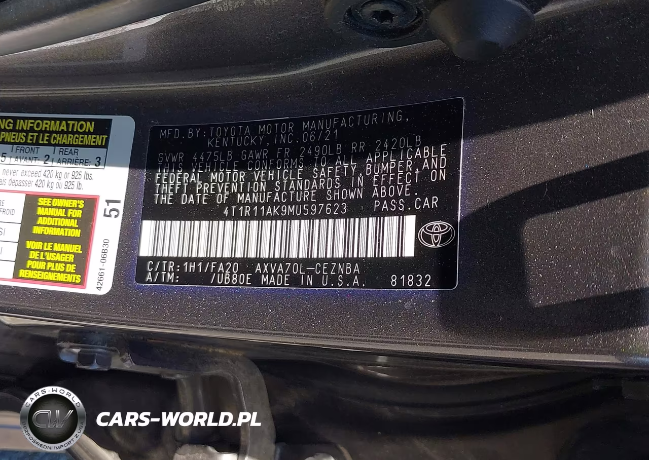 2021 Toyota Camry Le VIN:4T1R11AK9MU597623 - 9