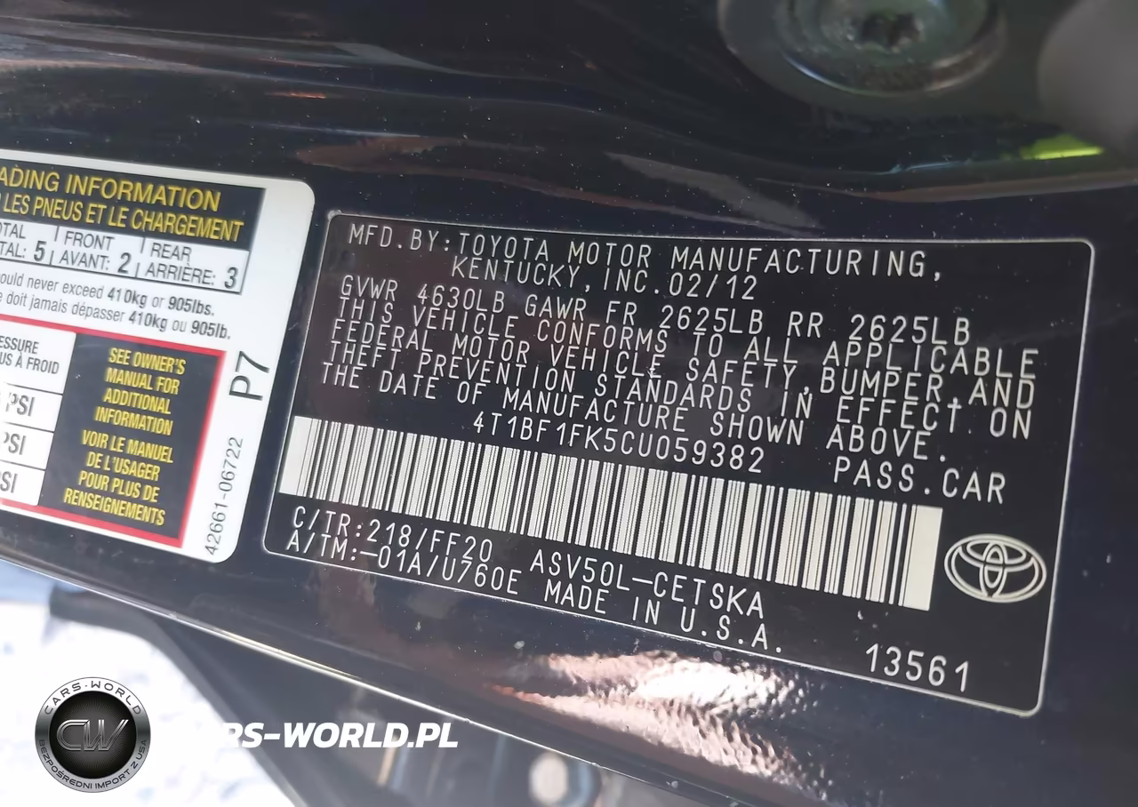 2012 Toyota Camry Se-Le-Xle VIN:4T1BF1FK5CU059382 - 9