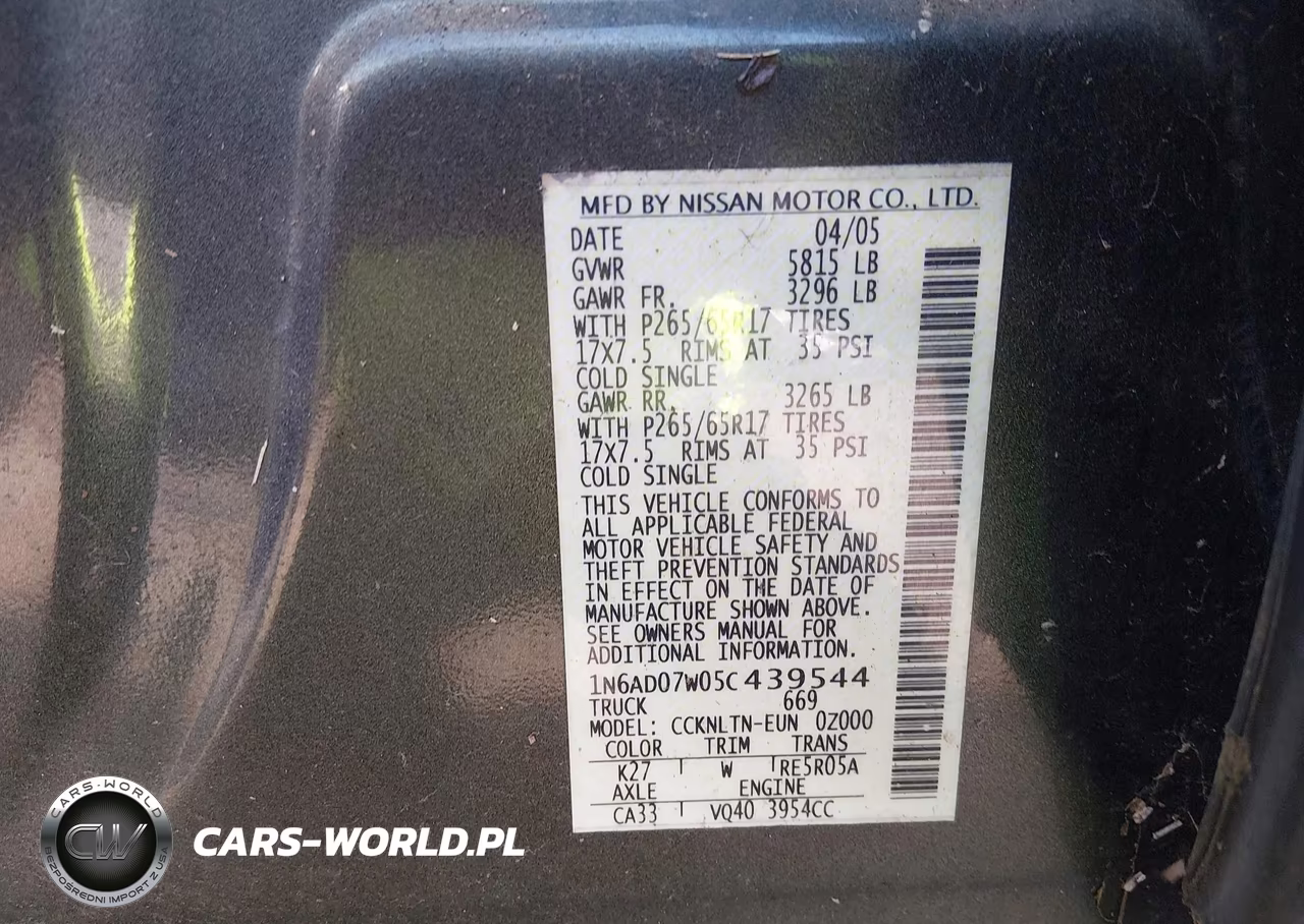 2005 Nissan Frontier Le VIN:1N6AD07W05C439544 - 9