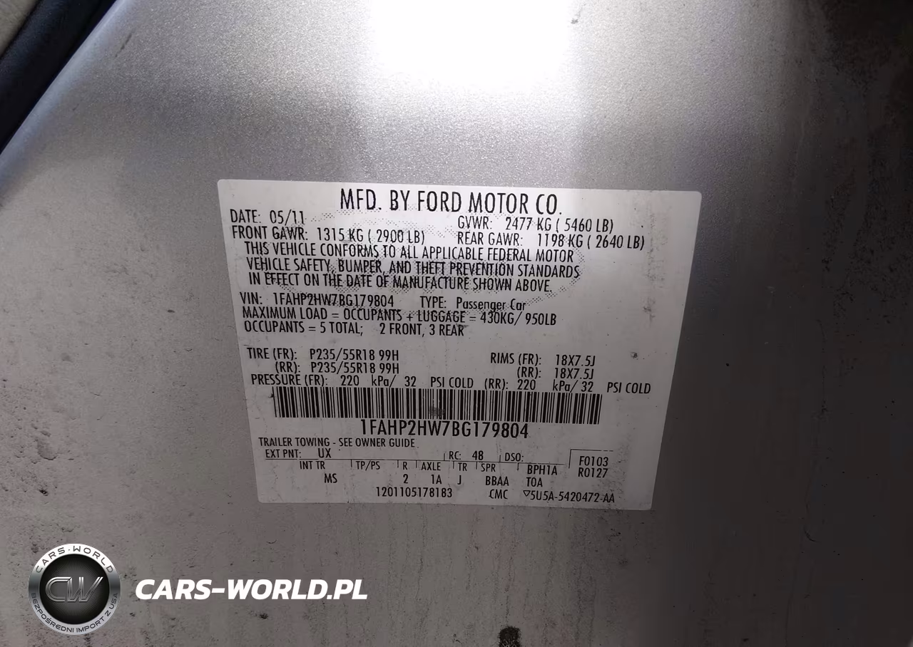 2011 Ford Taurus Sel VIN:1FAHP2HW7BG179804 - 9