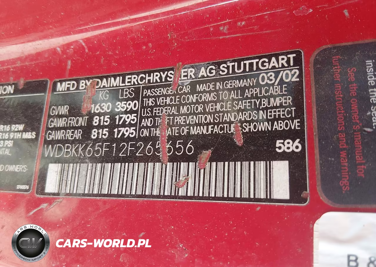 2002 Mercedes-Benz Slk 320 VIN:WDBKK65F12F265656 - 9