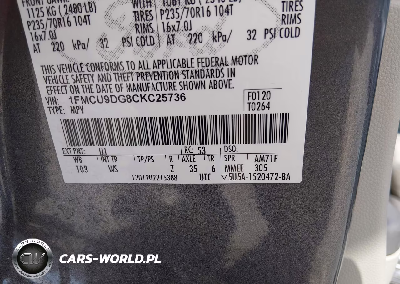 2012 Ford Escape Xlt VIN:1FMCU9DG8CKC25736 - 9