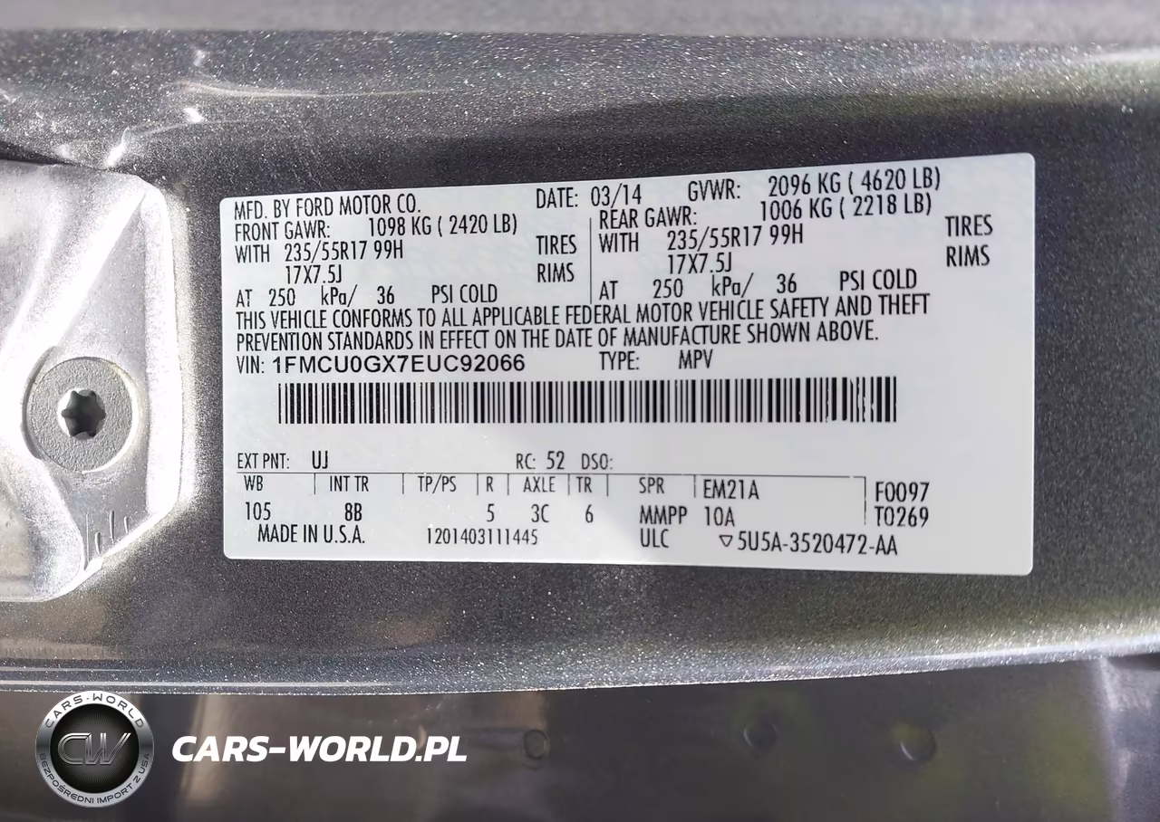 2014 Ford Escape Se VIN:1FMCU0GX7EUC92066 - 9