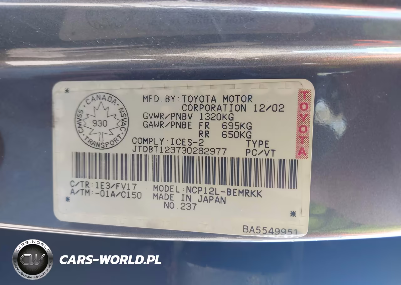 2003 Toyota Echo VIN:JTDBT123730282977 - 9