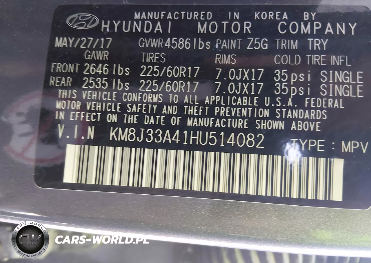 2017 Hyundai Tucson Se Plus VIN:KM8J33A41HU514082 - 9