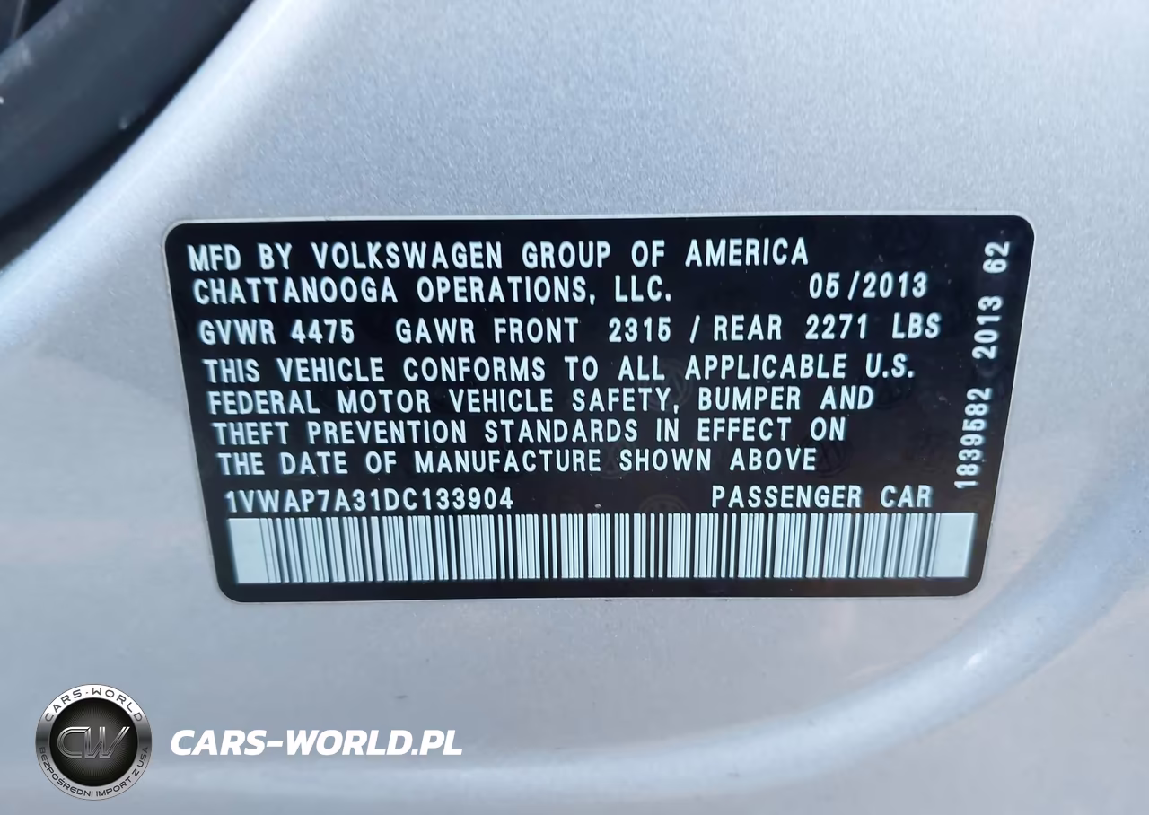 2013 Volkswagen Passat 2.5L Wolfsburg Edition VIN:1VWAP7A31DC133904 - 9