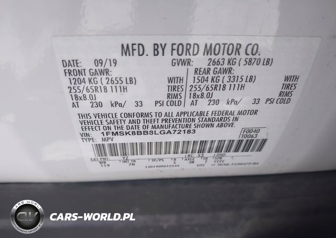 2020 Ford Explorer VIN:1FMSK8BB8LGA72183 - 9