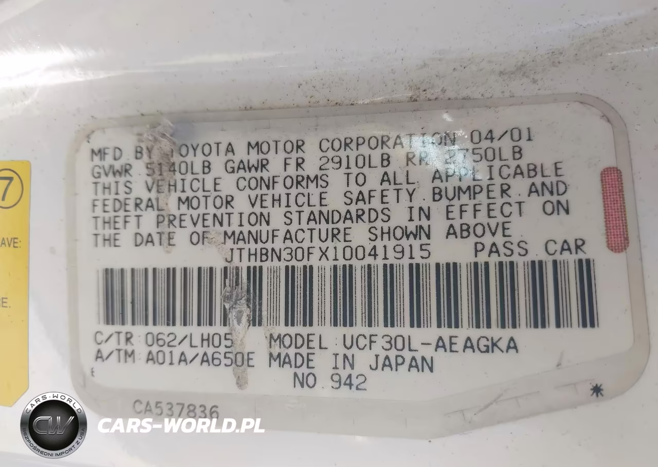 2001 Lexus Ls 430 VIN:JTHBN30FX10041915 - 9