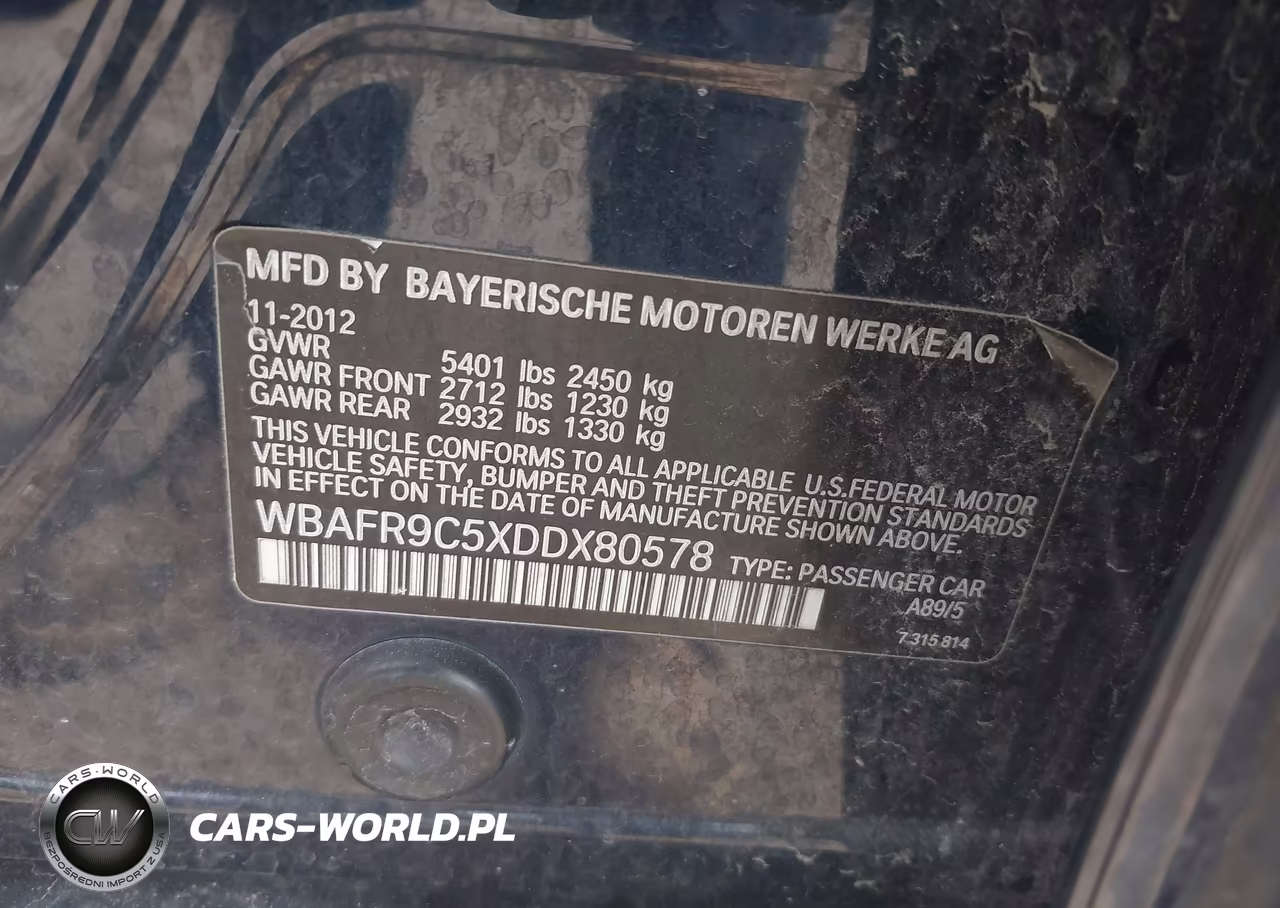 2013 BMW 550I VIN:WBAFR9C5XDDX80578 - 9