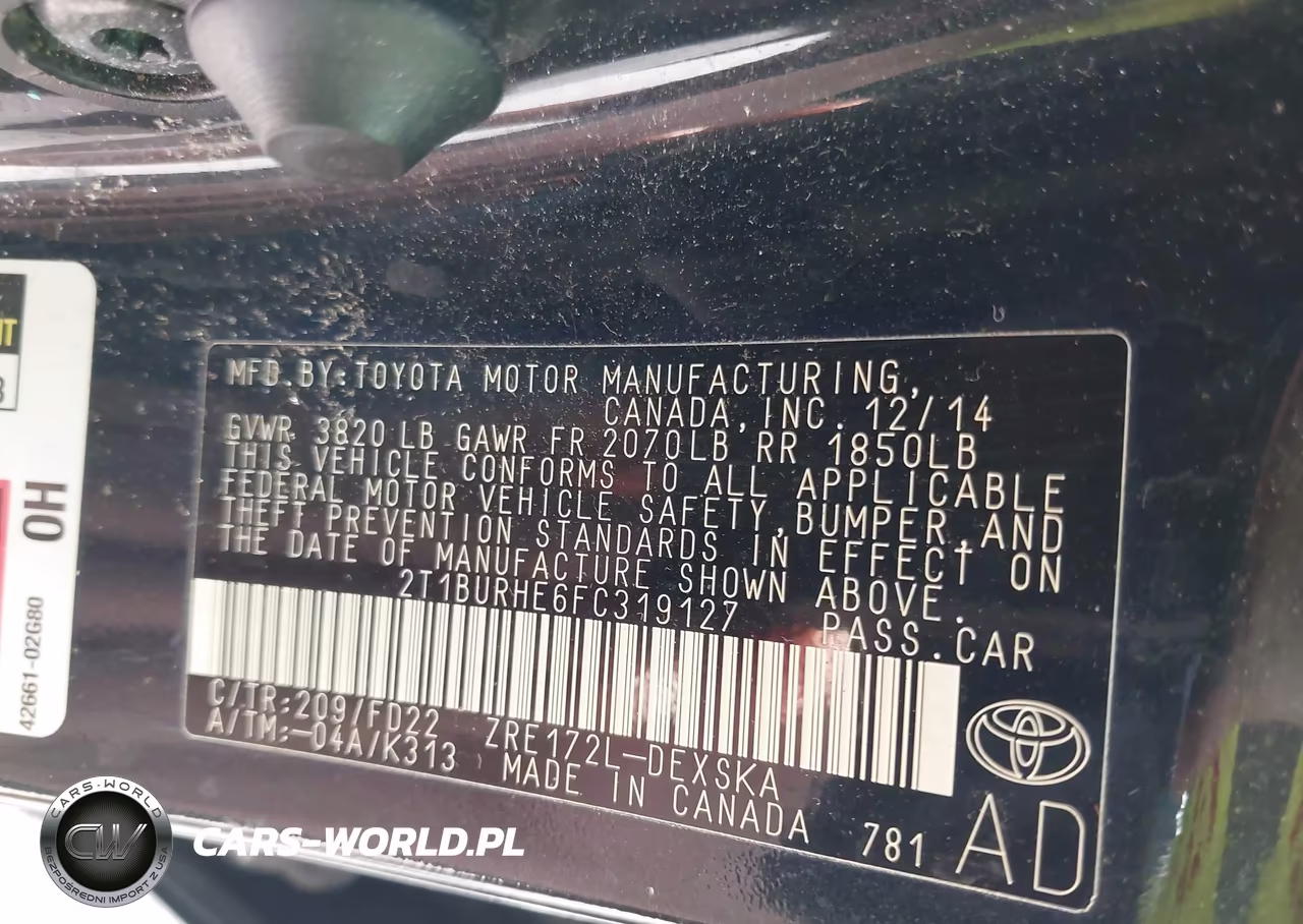 2015 Toyota Corolla S Plus VIN:2T1BURHE6FC319127 - 9