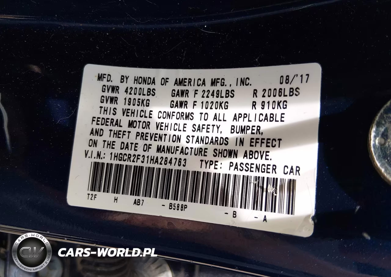 2017 Honda Accord Lx VIN:1HGCR2F31HA284763 - 9