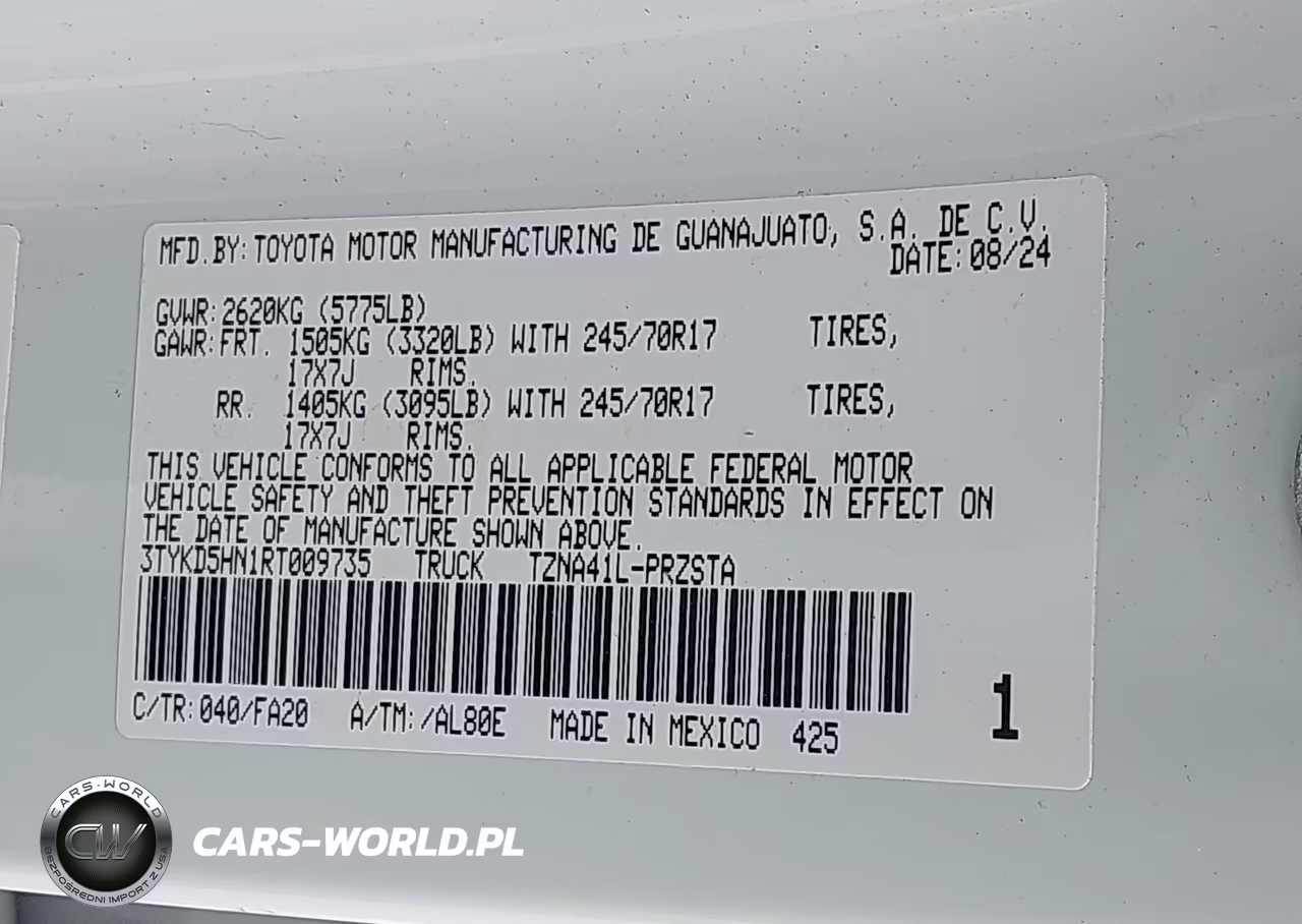 2024 Toyota Tacoma Sr VIN:3TYKD5HN1RT009735 - 9