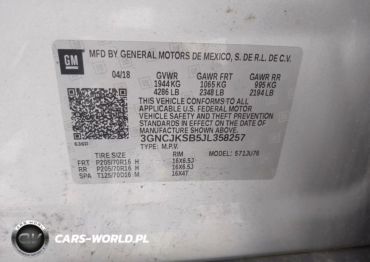2018 Chevrolet Trax Ls VIN:3GNCJKSB5JL358257 - 9