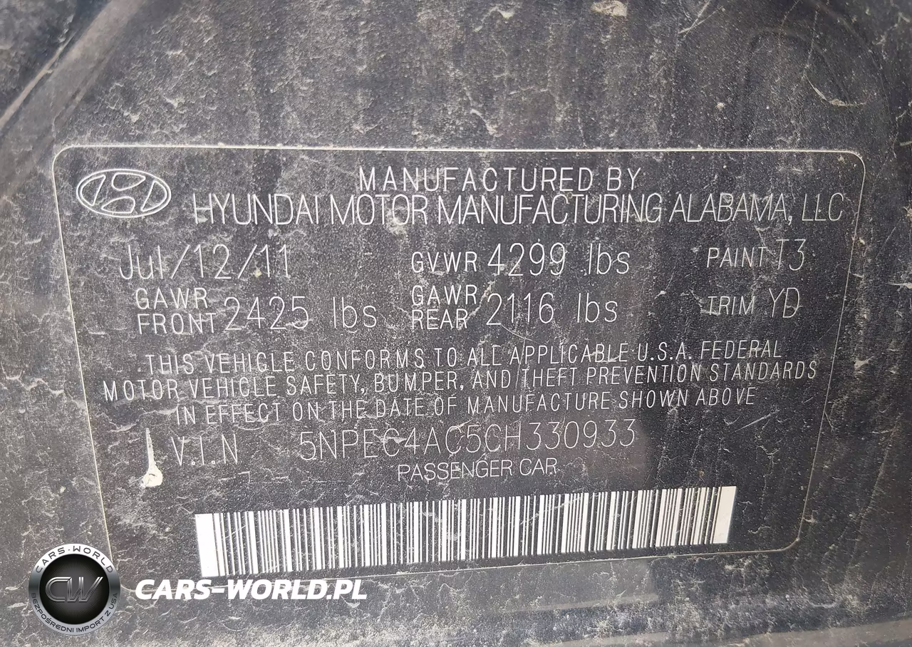 2012 Hyundai Sonata Limited VIN:5NPEC4AC5CH330933 - 9