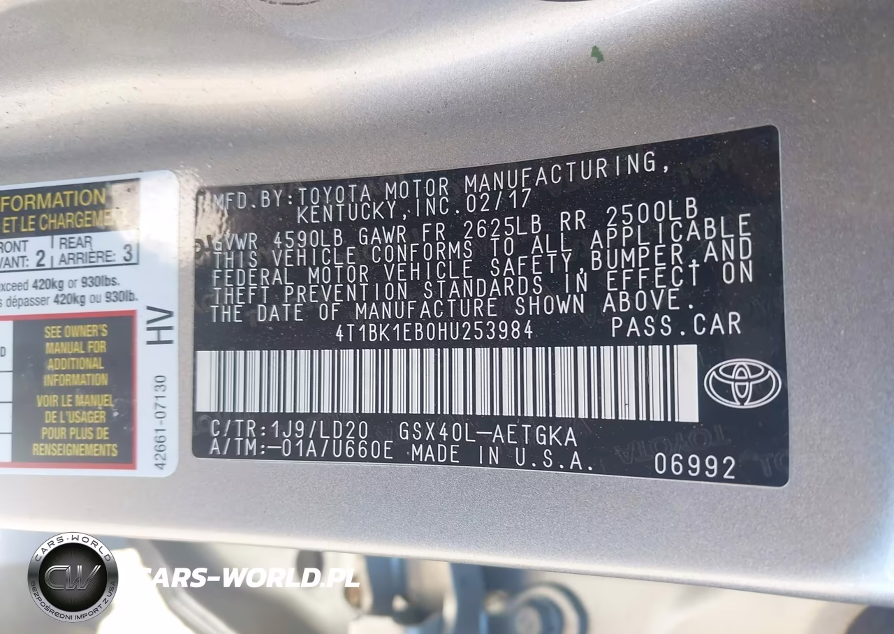 2017 Toyota Avalon Xle VIN:4T1BK1EB0HU253984 - 9