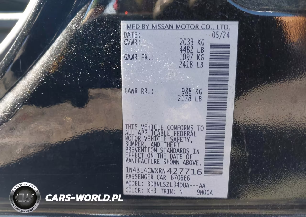2024 Nissan Altima Sr Intelligent Awd VIN:1N4BL4CWXRN427716 - 9