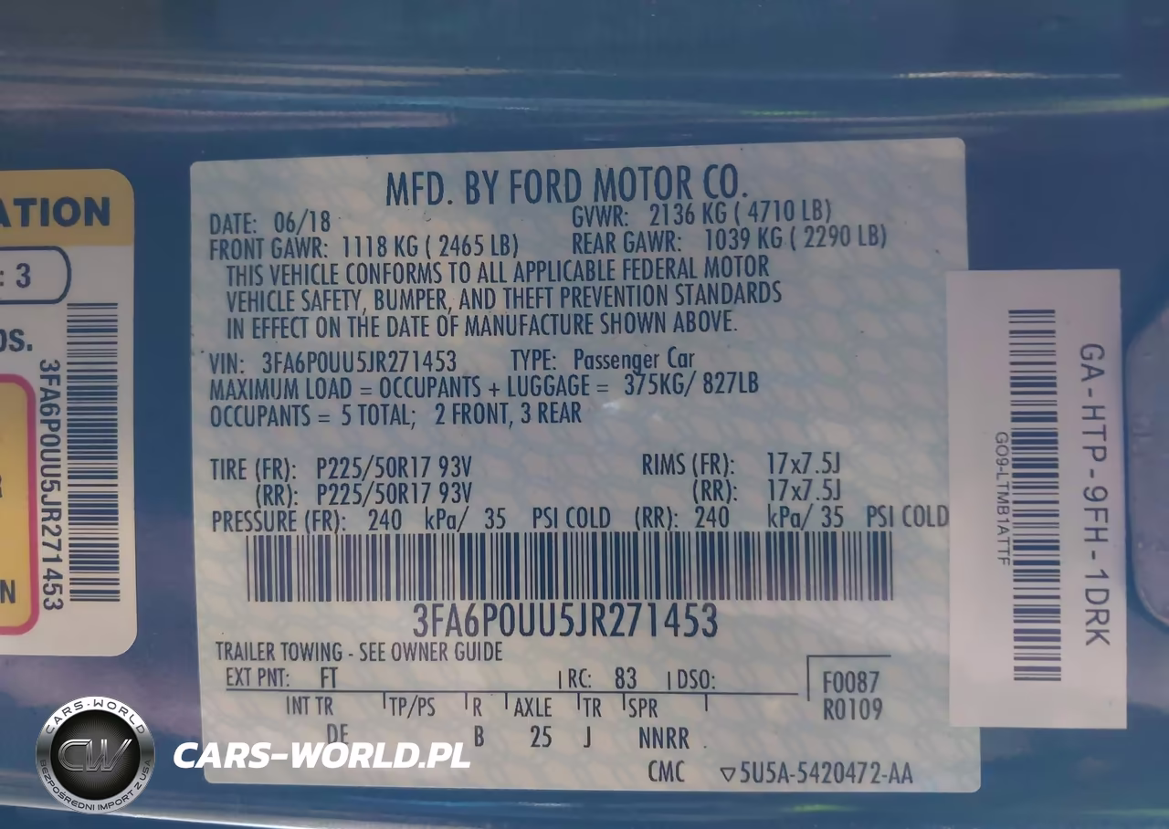 2018 Ford Fusion Hybrid S VIN:3FA6P0UU5JR271453 - 9