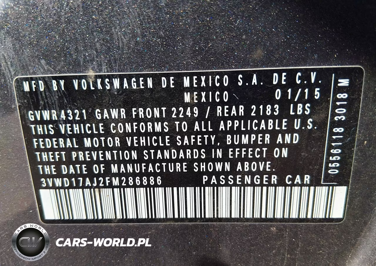 2015 Volkswagen Jetta 1.8T Se VIN:3VWD17AJ2FM286886 - 9