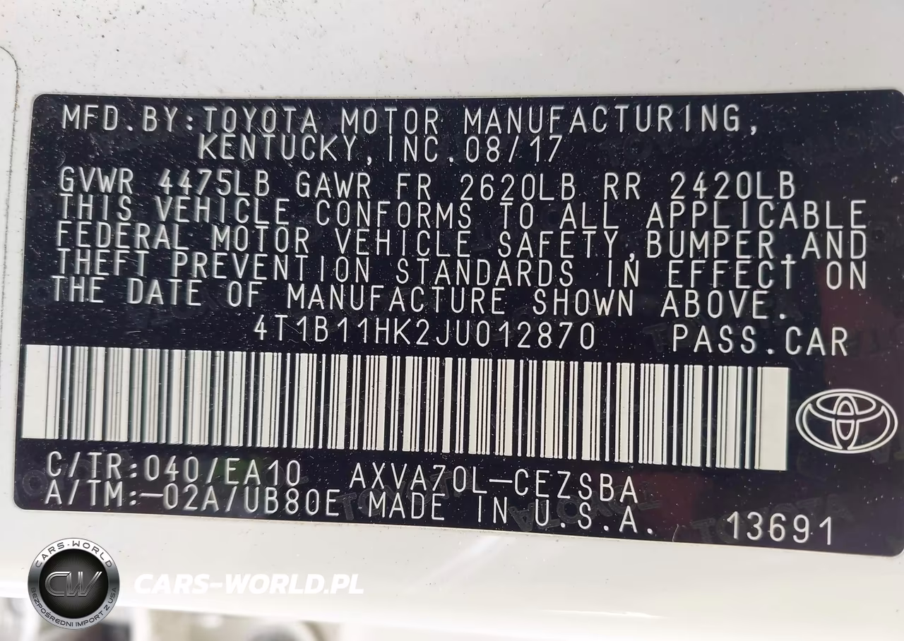 2018 Toyota Camry Se VIN:4T1B11HK2JU012870 - 9