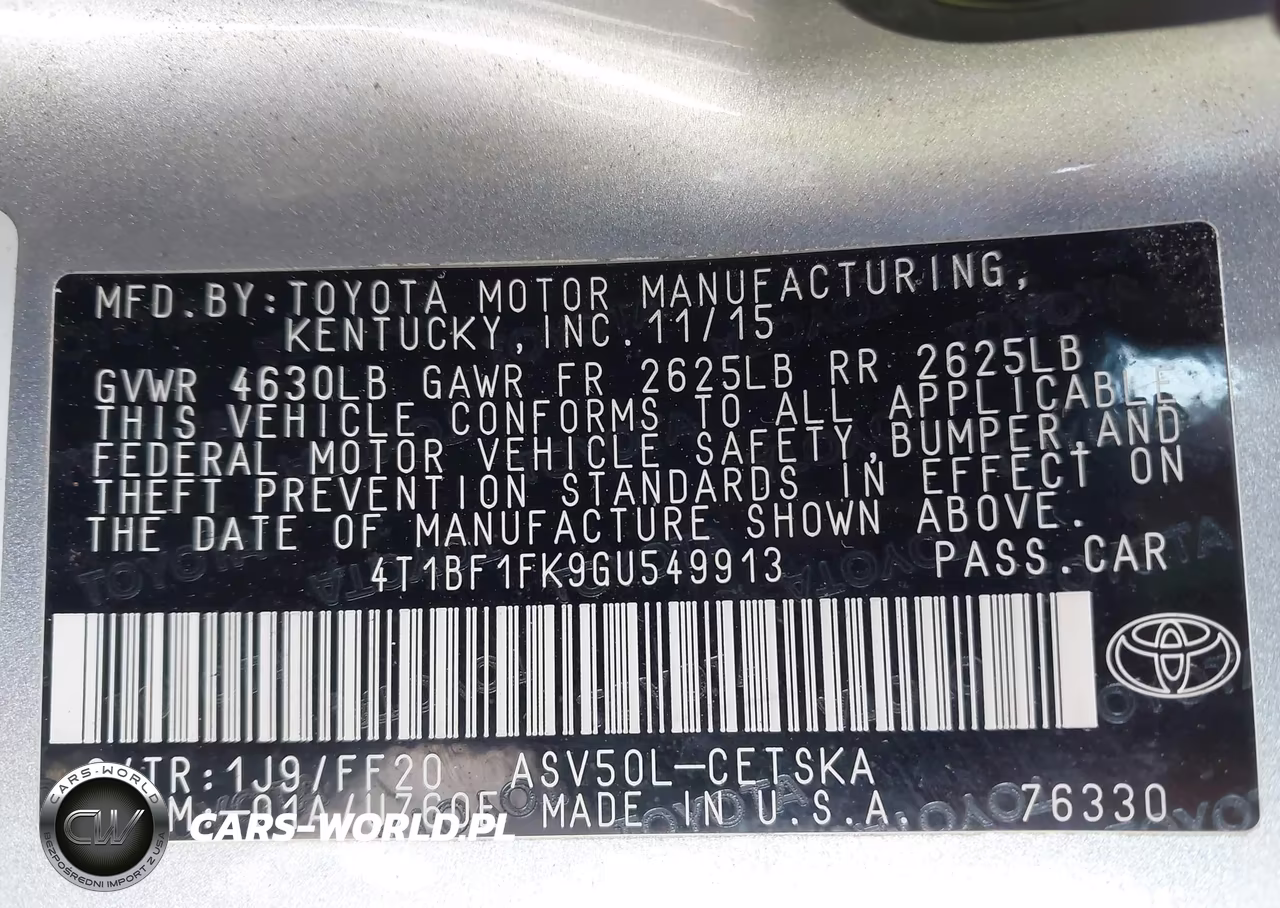 2016 Toyota Camry Se VIN:4T1BF1FK9GU549913 - 9