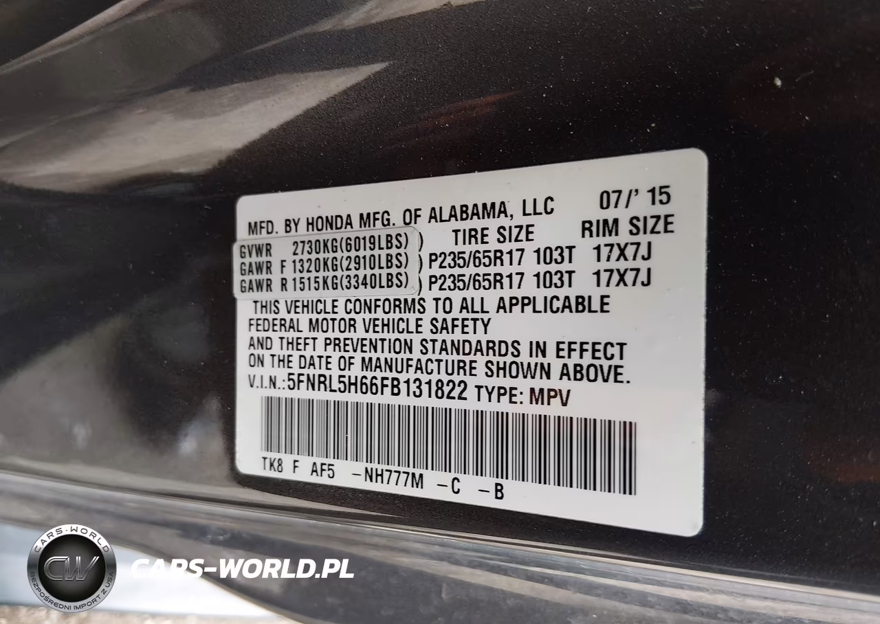 2015 Honda Odyssey Ex-L VIN:5FNRL5H66FB131822 - 9