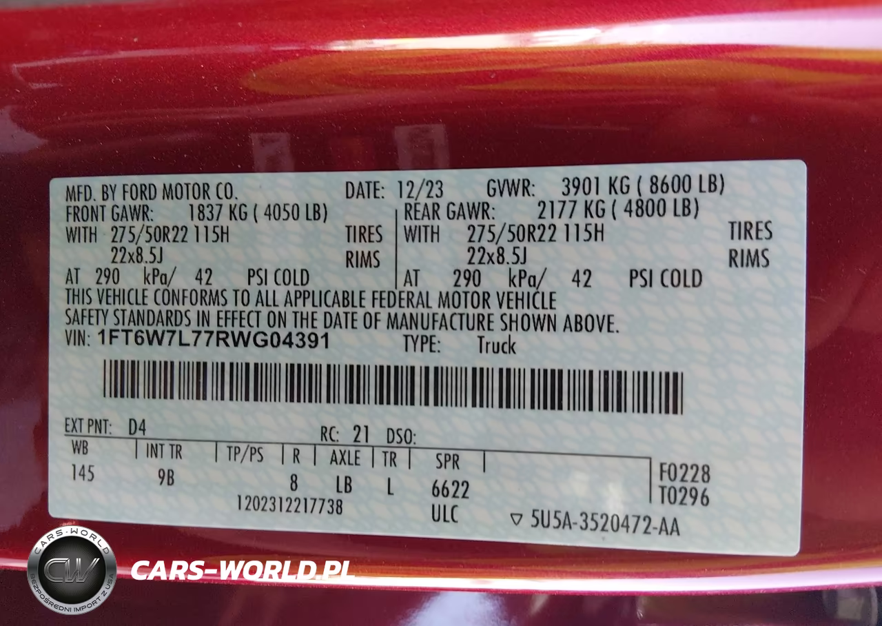 2024 Ford F-150 Lightning Platinum VIN:1FT6W7L77RWG04391 - 9