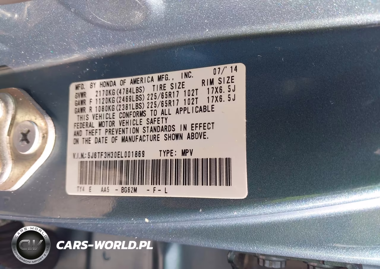2014 Honda Crosstour Ex VIN:5J6TF3H30EL001869 - 9
