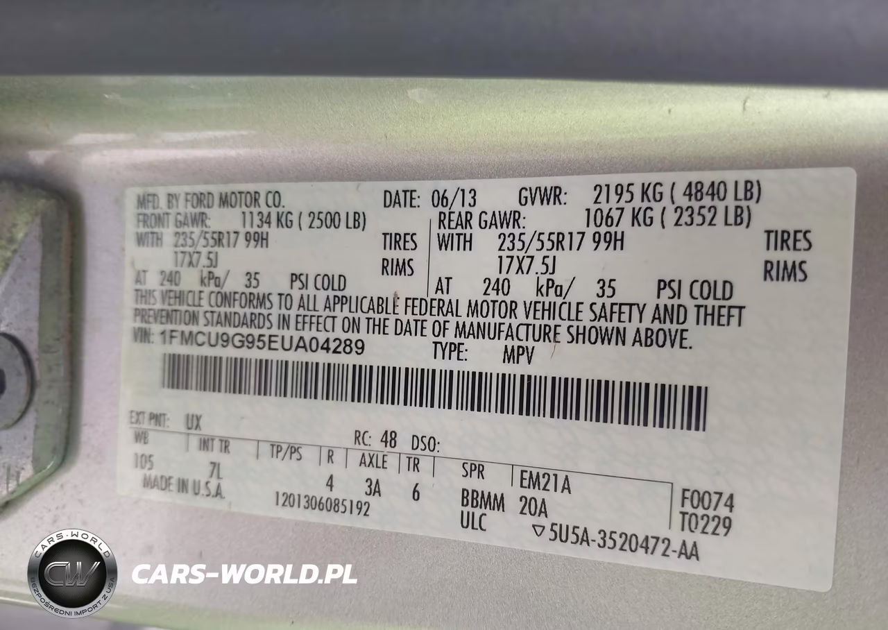 2014 Ford Escape Se VIN:1FMCU9G95EUA04289 - 9