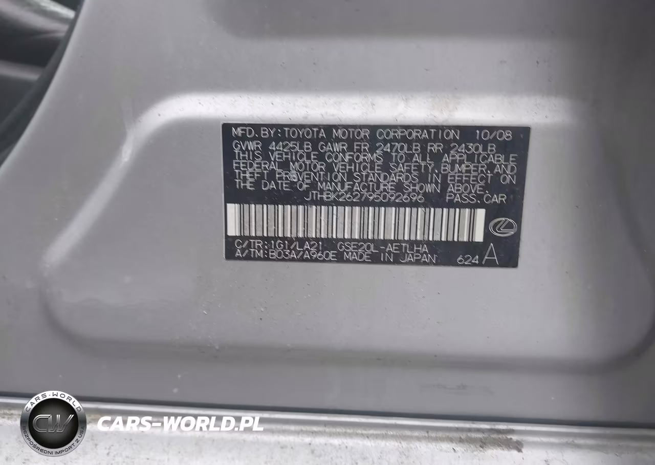 2009 LEXUS IS 250 VIN:JTHBK262795092696 - 9