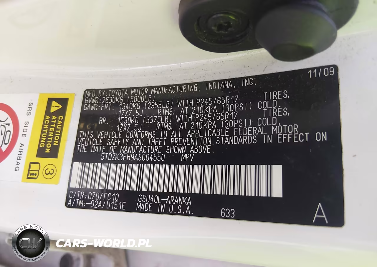 2010 Toyota Highlander Base V6 VIN:5TDZK3EH9AS004550 - 9