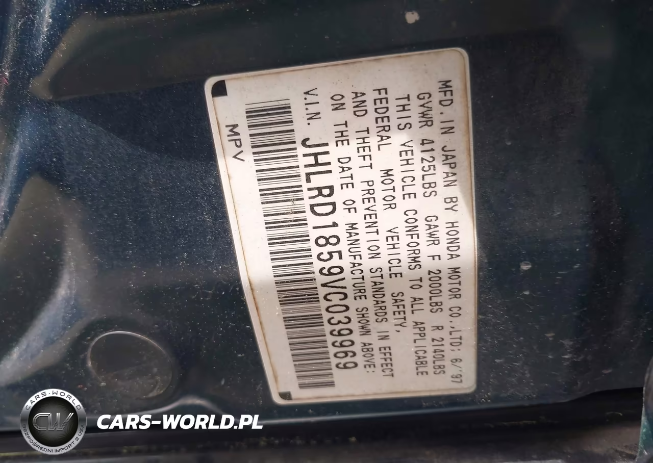 1997 Honda Cr-V VIN:JHLRD1859VC039969 - 9