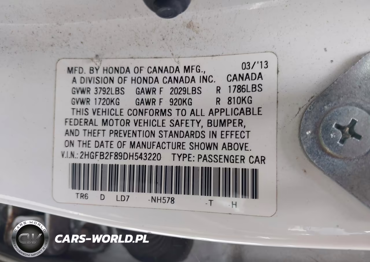 2013 Honda Civic Ex VIN:2HGFB2F89DH543220 - 9