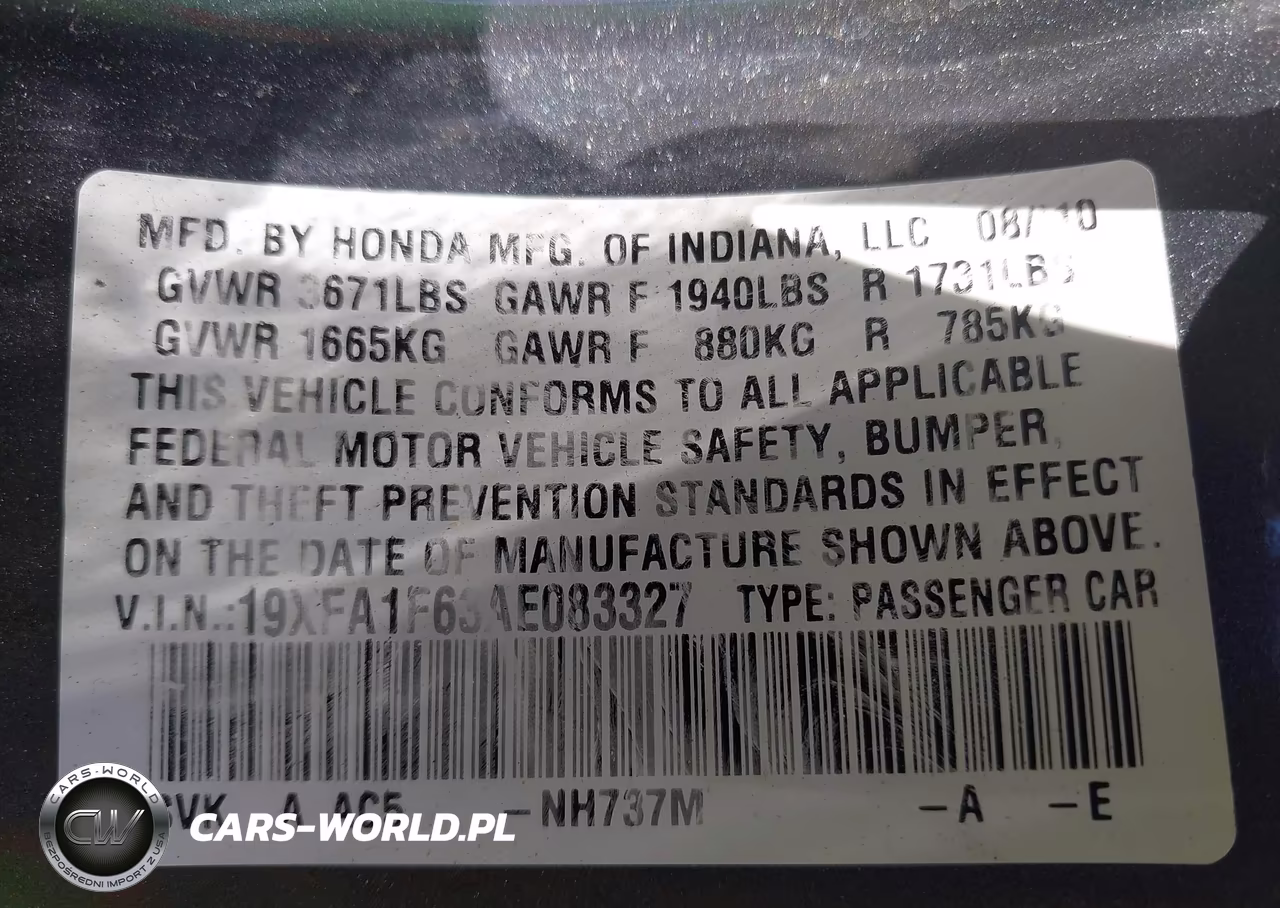2010 Honda Civic Lx-S VIN:19XFA1F63AE083327 - 9