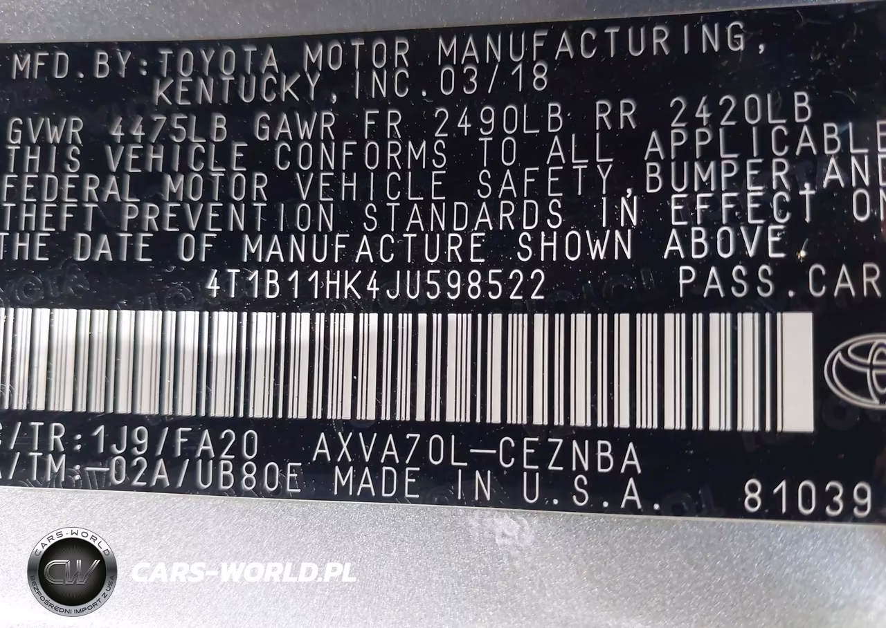 2018 Toyota Camry Le VIN:4T1B11HK4JU598522 - 9