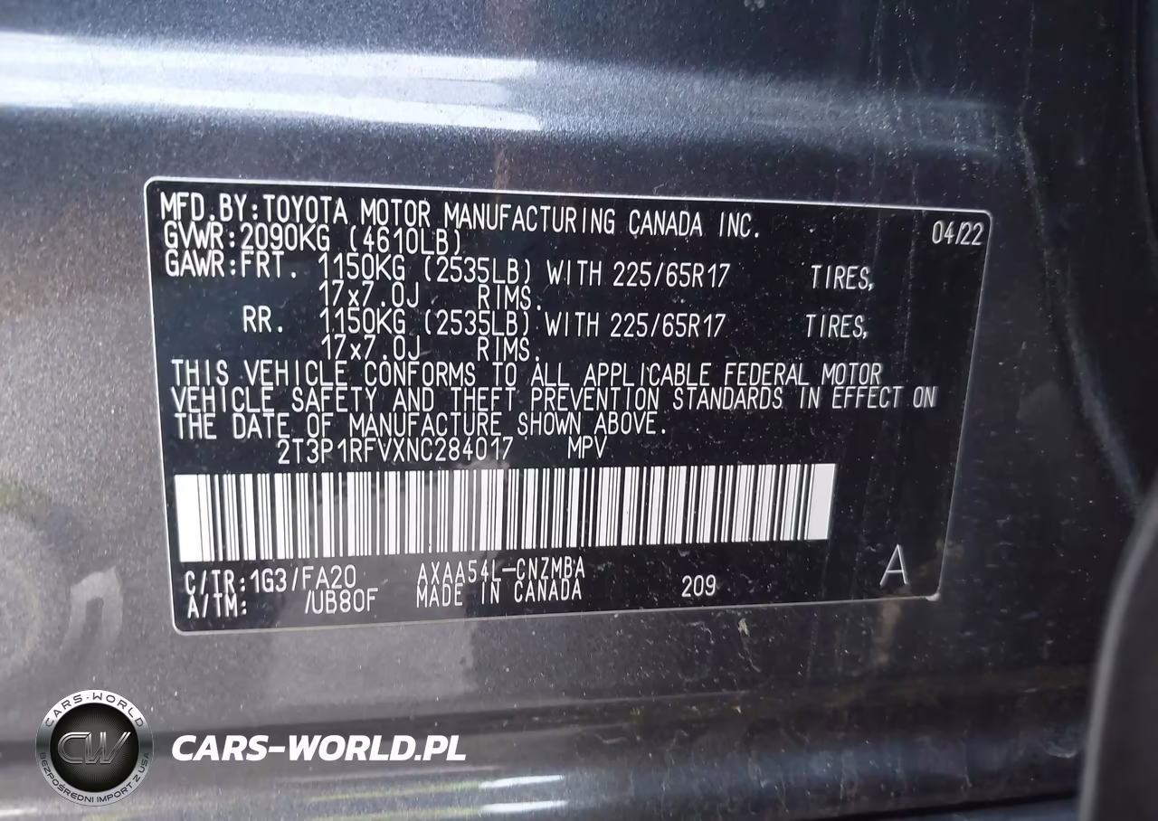 2022 Toyota Rav4 Xle VIN:2T3P1RFVXNC284017 - 9