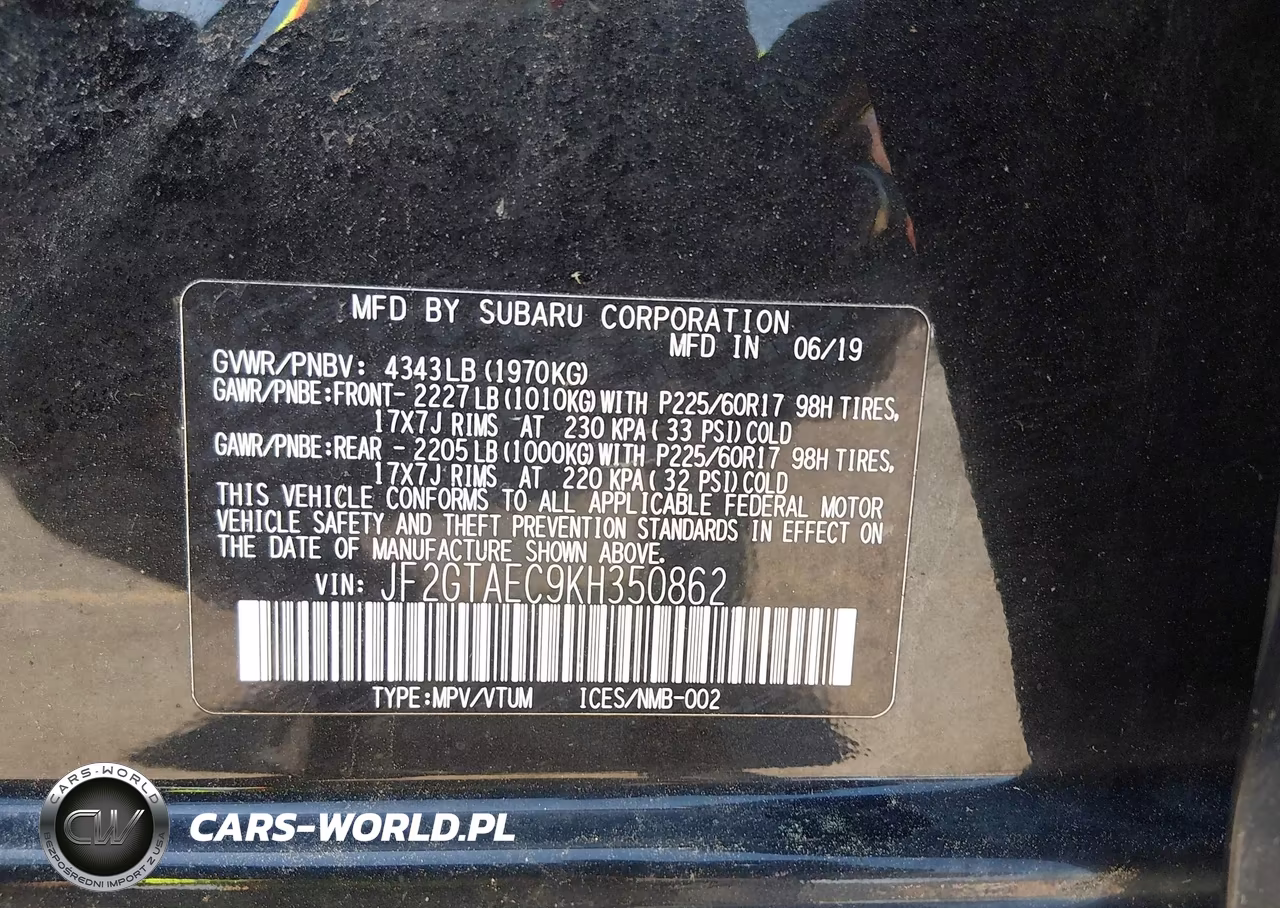 2019 Subaru Crosstrek 2.0I Premium VIN:JF2GTAEC9KH350862 - 9