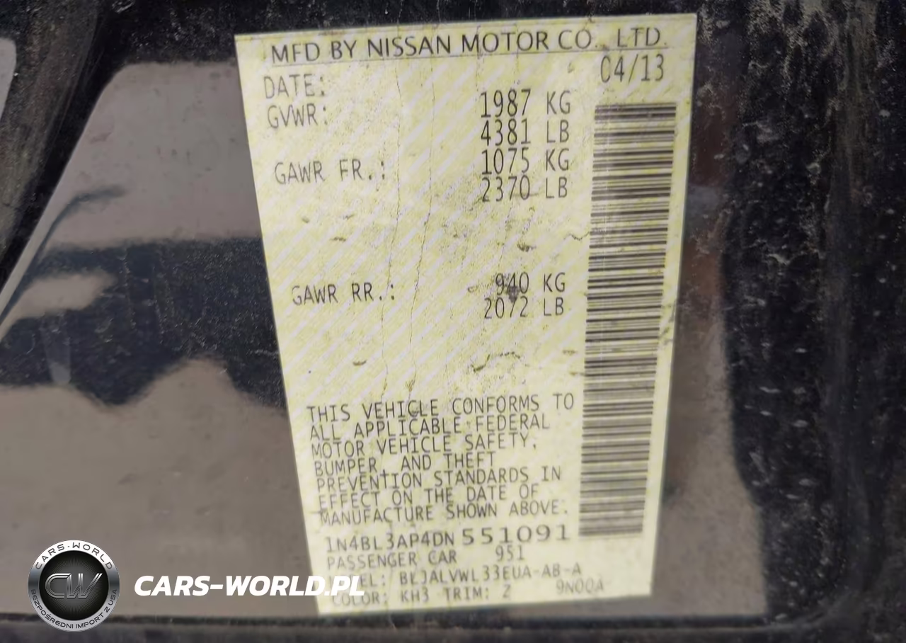 2013 Nissan Altima 3.5 Sl VIN:1N4BL3AP4DN551091 - 9