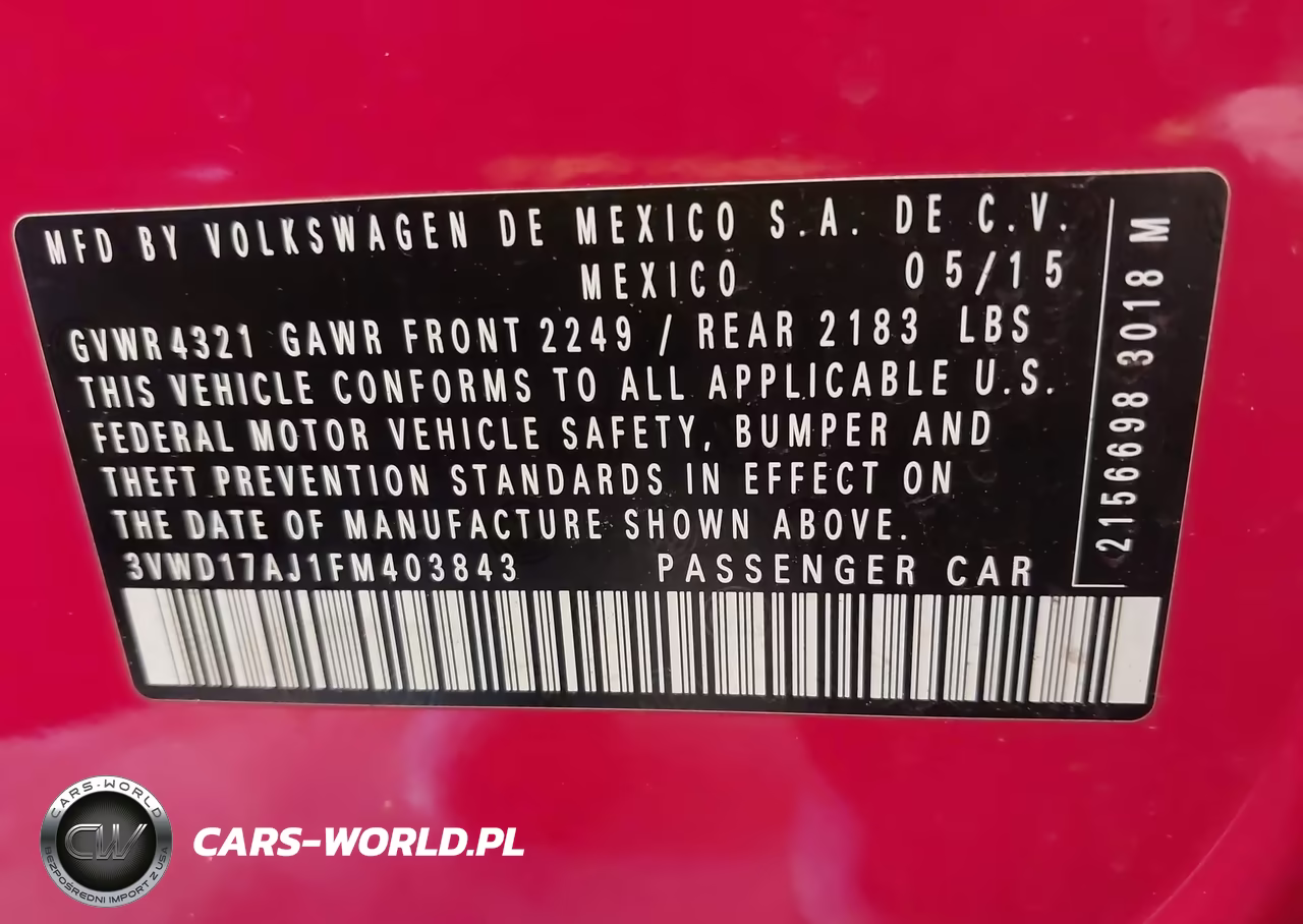 2015 Volkswagen Jetta 1.8T Se VIN:3VWD17AJ1FM403843 - 9