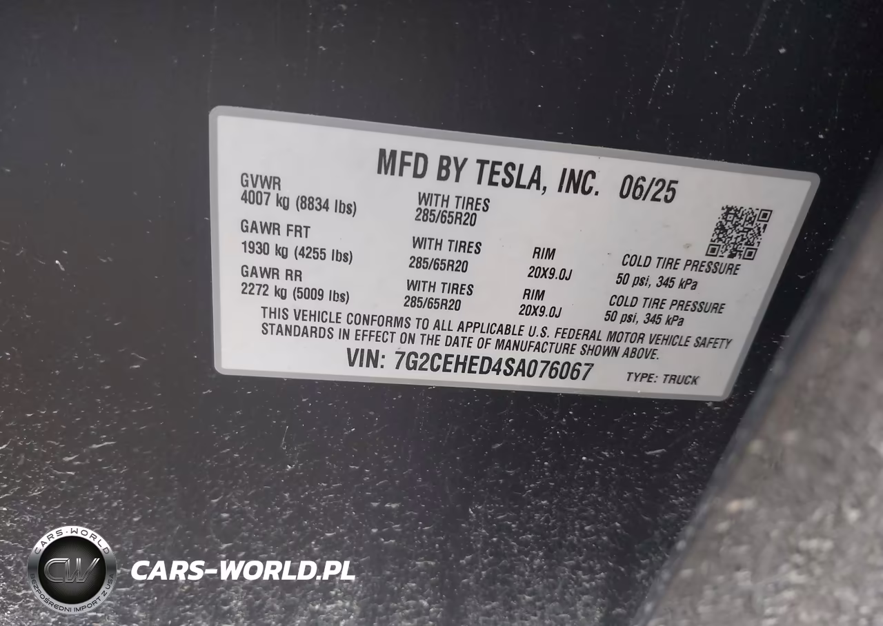 2025 Tesla Cybertruck All-Wheel Drive VIN:7G2CEHED4SA076067 - 9