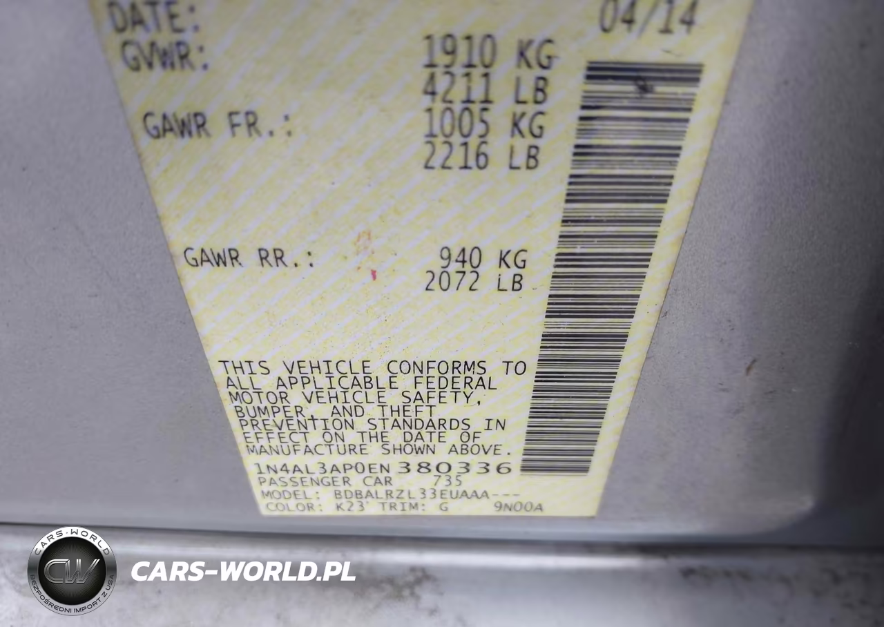 2014 Nissan Altima VIN:1N4AL3AP0EN380336 - 9